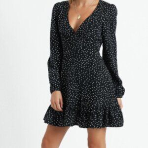 Showpo Worlds Away Dress In Black Polka Size 10